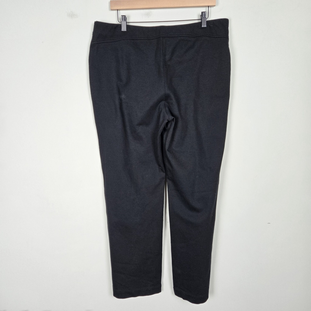 Eileen Fisher Womens Jersey Knit Straight Leg Pants Size L Black Stretch Ponte - Picture 2 of 9